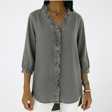 Blouse Femme à Col V avec Volants