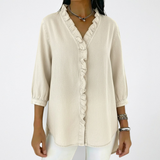 Blouse Femme à Col V avec Volants