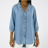 Blouse Femme à Col V avec Volants