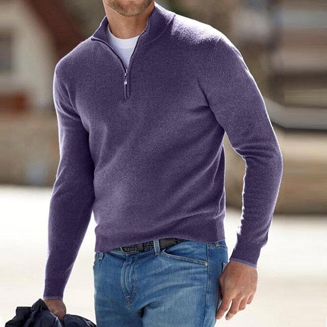 Émile – Pull col V en mérinos avec fermeture éclair pour homme