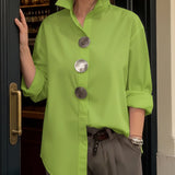 Blouse Femme Boutonnée à Col Montant