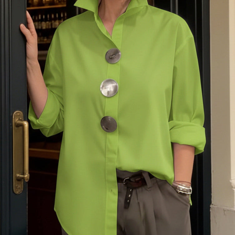 Blouse Femme Boutonnée à Col Montant