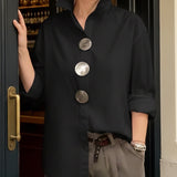 Blouse Femme Boutonnée à Col Montant
