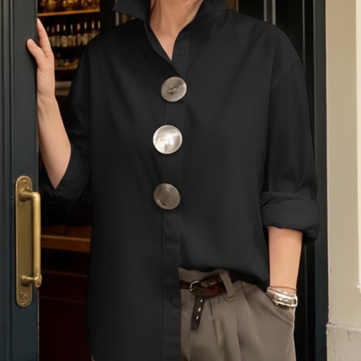 Blouse Femme Boutonnée à Col Montant