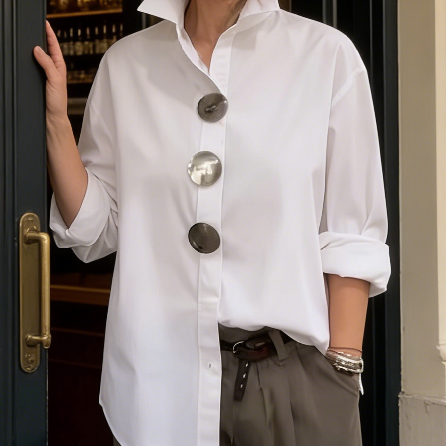 Blouse Femme Boutonnée à Col Montant