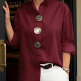 Blouse Femme Boutonnée à Col Montant