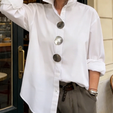 Blouse Femme Boutonnée à Col Montant