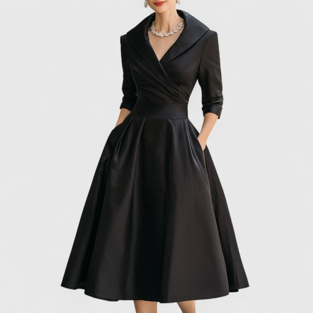 Robe Midi Femme Cache-Cœur à Manches 3/4
