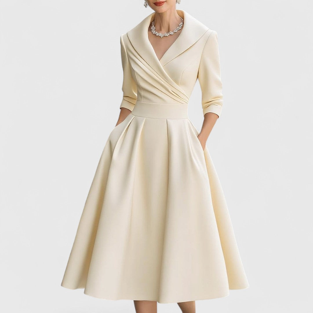 Robe Midi Femme Cache-Cœur à Manches 3/4