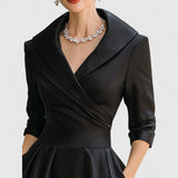Robe Midi Femme Cache-Cœur à Manches 3/4