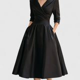 Robe Midi Femme Cache-Cœur à Manches 3/4