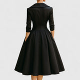 Robe Midi Femme Cache-Cœur à Manches 3/4