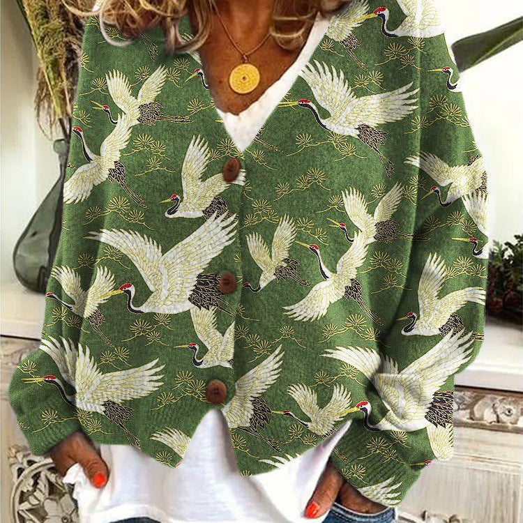 Cardigan Automne Léger Vert Femme