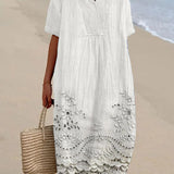 Robe Midi en Lin Brodée