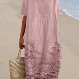 Robe Midi en Lin Brodée