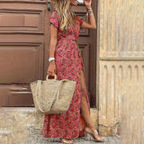 Robe Longue Fendue Imprimée Bohème Élégance Estivale