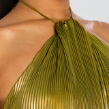 Robe Longue Plissée à Col Halter