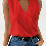 Women's Sleeveless Wrap V-Neck Blouse
