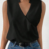 Women's Sleeveless Wrap V-Neck Blouse