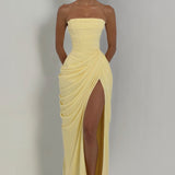 Robe Longue Femme Bustier à Fente Latérale