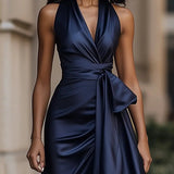 Robe Sans Manches Soirée Bleue Marine Femme