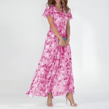 Robe Longue Femme Fleurie à Col V Croisé