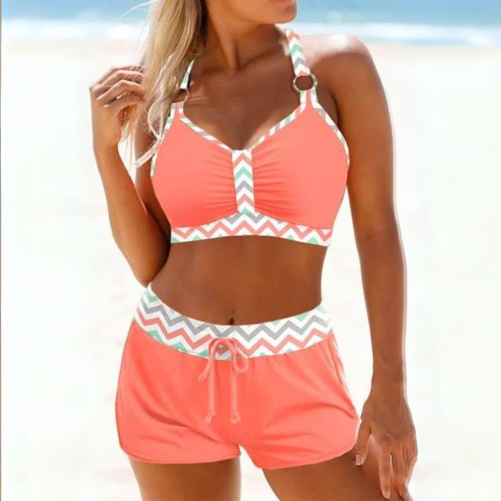 Ensemble Tankini 2 Pièces Rayé avec Short