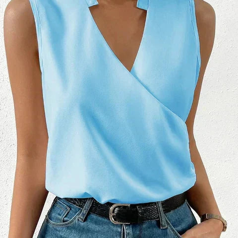 Top Femme Croisé Élégant Sans Manches