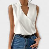 Blouse Cache-Cœur Sans Manches à Col V