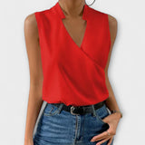 Blouse Cache-Cœur Sans Manches à Col V