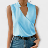 Blouse Cache-Cœur Sans Manches à Col V