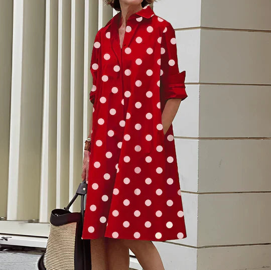 Robe Chemise Ample Manches Longues Boutonnée Style Minimaliste Chic