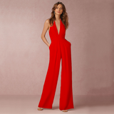 Elegant Jumpsuit Med Dyb V Hals Tidløs Stil