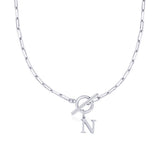 Collier maille trombone avec pendentif initiale