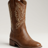 Bottes cowboy hautes brodées à talon bottier