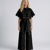Ensemble femme top sans manches et jupe midi brodée