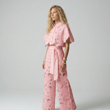 Ensemble femme top sans manches et jupe midi brodée