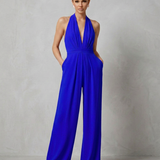 Combinaison femme dos nu à col halter et jambes larges