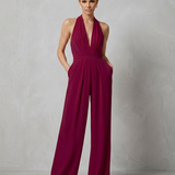 Combinaison femme dos nu à col halter et jambes larges