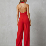 Combinaison femme dos nu à col halter et jambes larges