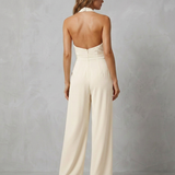 Combinaison femme dos nu à col halter et jambes larges