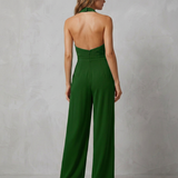 Combinaison femme dos nu à col halter et jambes larges