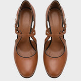 Escarpins classiques femme marron aspect cuir