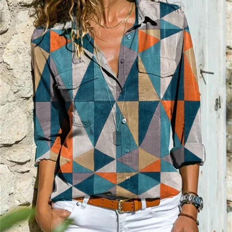 Blouse Imprimée à Col V