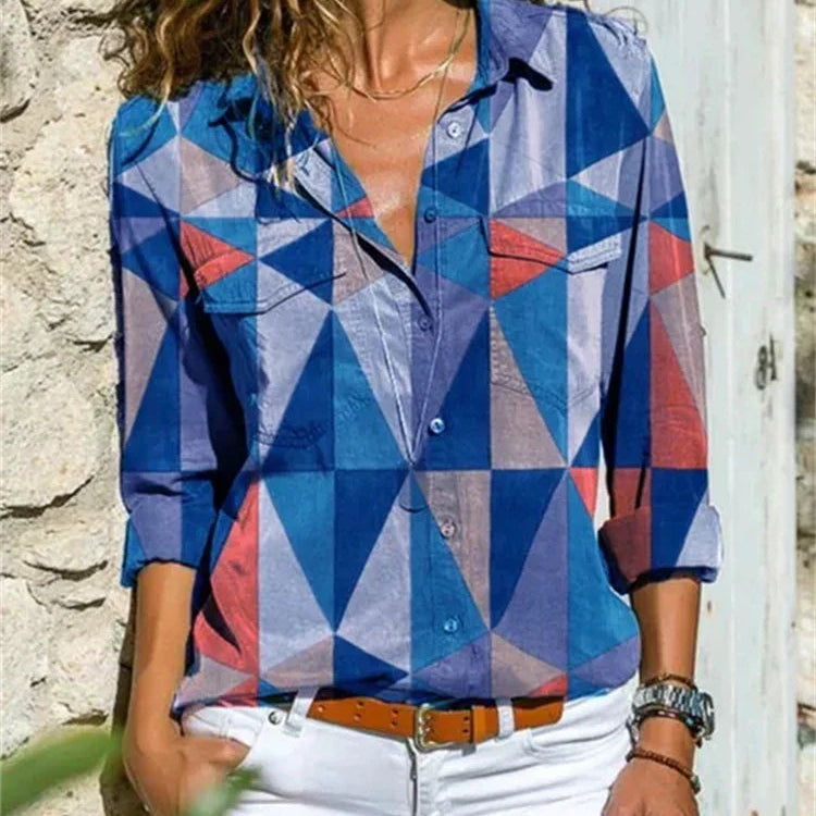 Blouse Imprimée à Col V