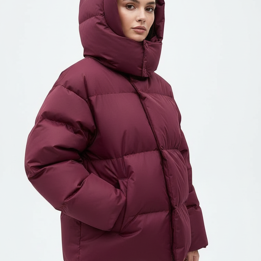 Doudoune Courte Capuche Rembourrée Confort Chaleur Moderne