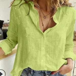 Blouse Imprimée Oiseaux Col V Manches Longues Chic