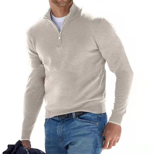 Émile – Pull col V en mérinos avec fermeture éclair pour homme