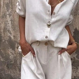 Combishort Boutonné à Ceinture