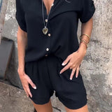 Combishort Boutonné à Ceinture